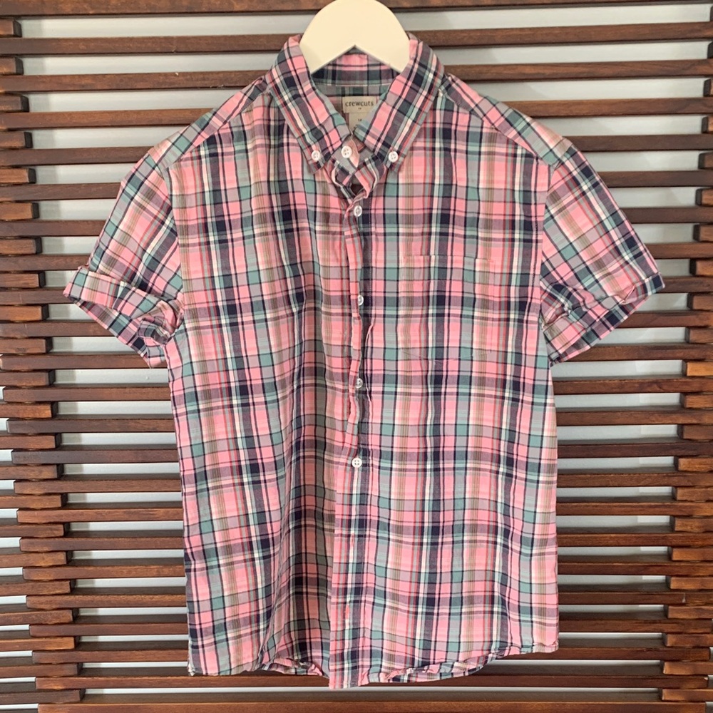 J. Crew Pink and Blue Plaid Casual Shirt